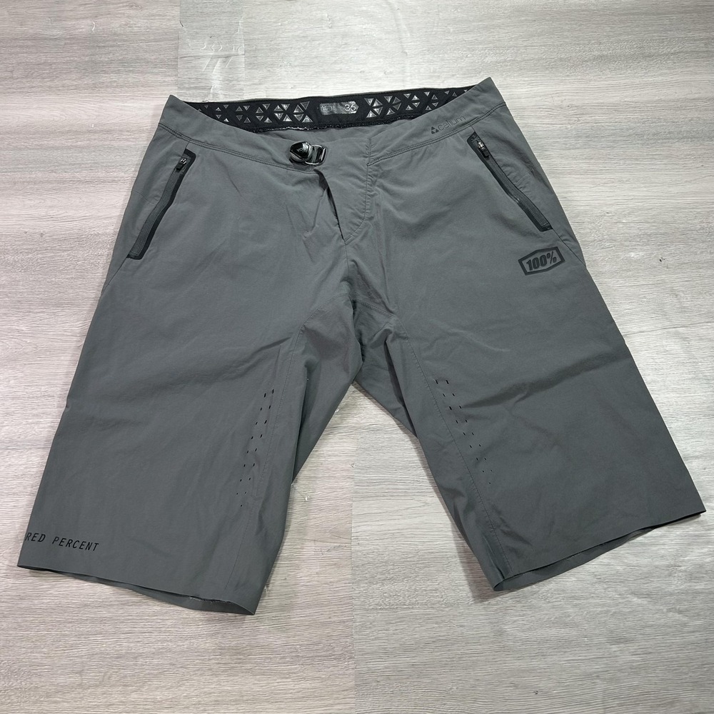 100 Percent‎ Celium Shorts Mens 36 Gray Mountain Bike MTB BOA Waist Zip Pockets